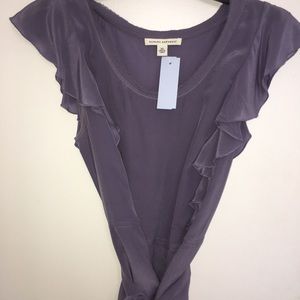 100% silk BR periwinkle/light purple flutter top